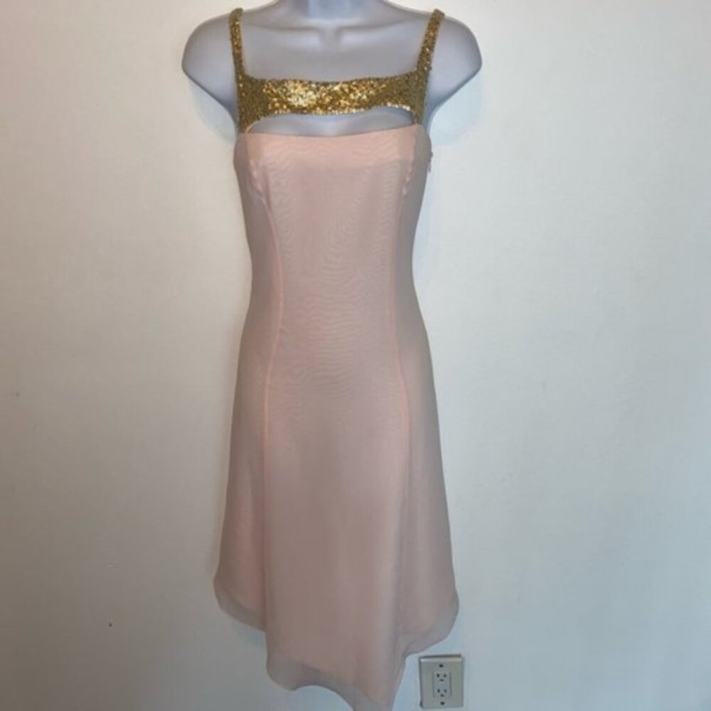 New Mugler square neck sequined bustier corset semi-sheer slip cutout dress
